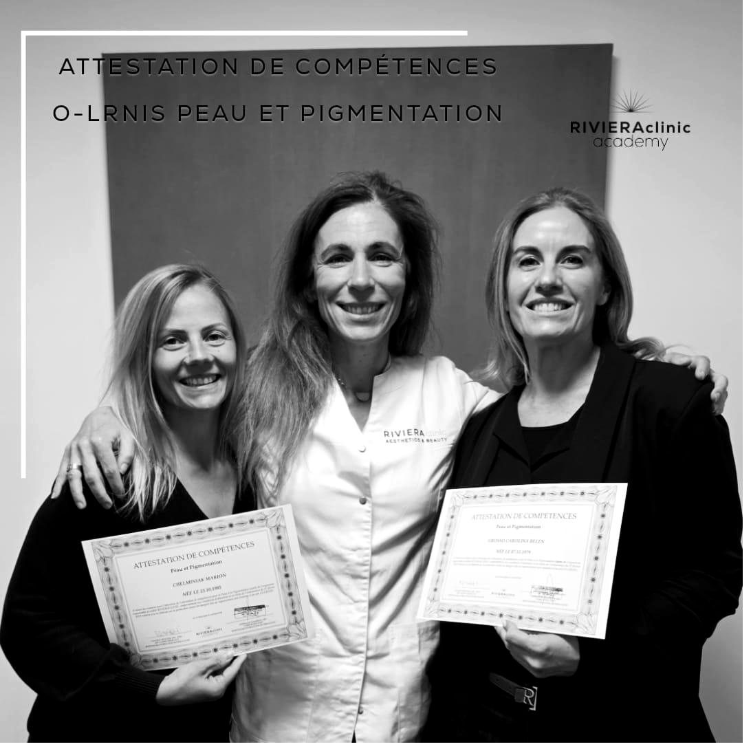 Remise des attestations O-LRNIS peau et pigmentation à RIVIERAClinic Academy